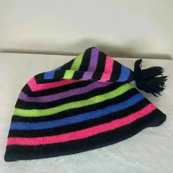 Vintage Meister Winter Hat Ski Hat Striped Stocking Hat 100% New Wool Unisex - Picture 7 of 9